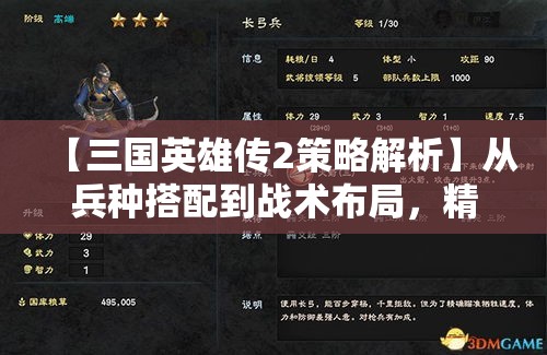 【三国英雄传2策略解析】从兵种搭配到战术布局，精准剖析常胜之道！立足未来，掌握胜局！